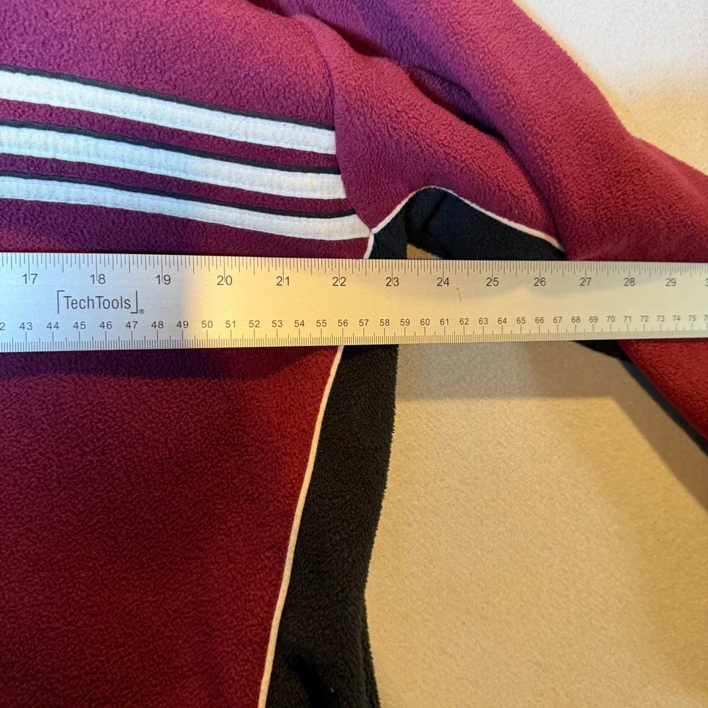 Vintage Adidas Soccer Fleece Jacket Maroon Black Full Zip Mens Large Retro 90s